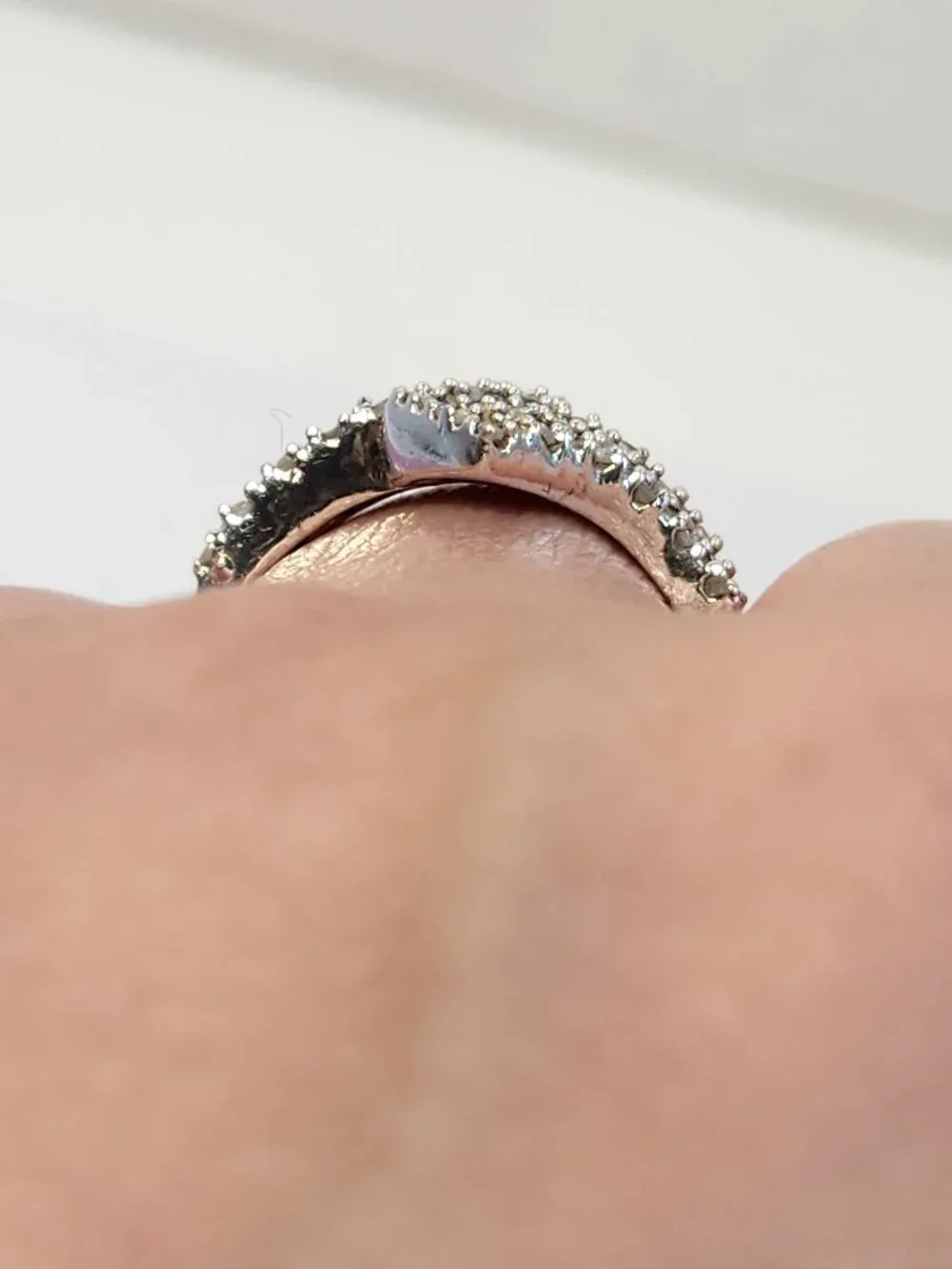 See VID VTG .65ctw Natural Diamonds Crossover Knot 925 Silver Ring Sz 7.25